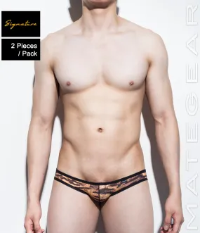 [2pc/Pack] Sexy Men's Underwear Mini Squarecut Trunks - Ran Kwang (Flat Front / Reduced Sides) (Thin Nylon Special Fabric Signature Series)