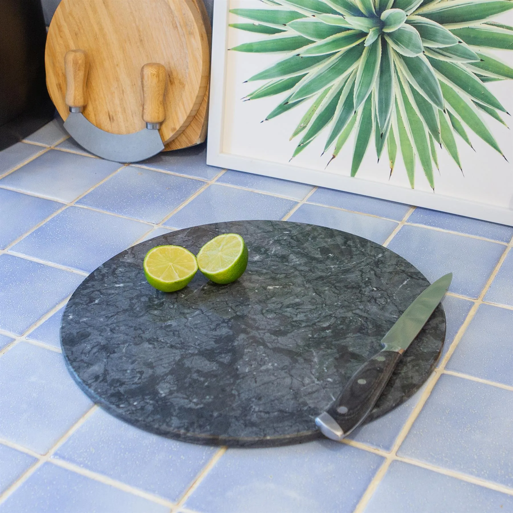 30cm Marble Round Chopping Board - By Argon Tableware
