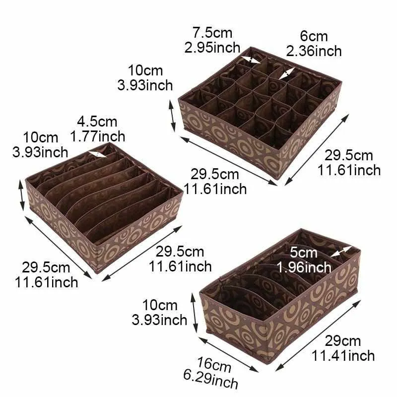 3PC/Set Circle Pattern Storage Boxes  For Underwear Towels Socks Ties