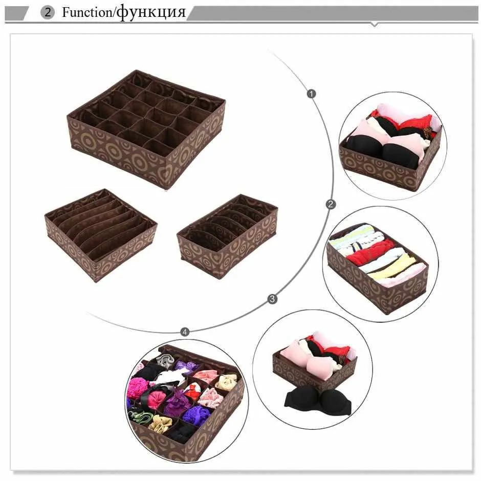 3PC/Set Circle Pattern Storage Boxes  For Underwear Towels Socks Ties