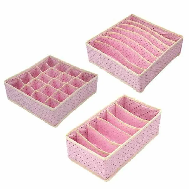 3PC/Set Circle Pattern Storage Boxes  For Underwear Towels Socks Ties
