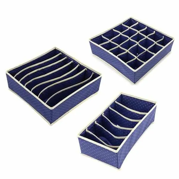 3PC/Set Circle Pattern Storage Boxes  For Underwear Towels Socks Ties