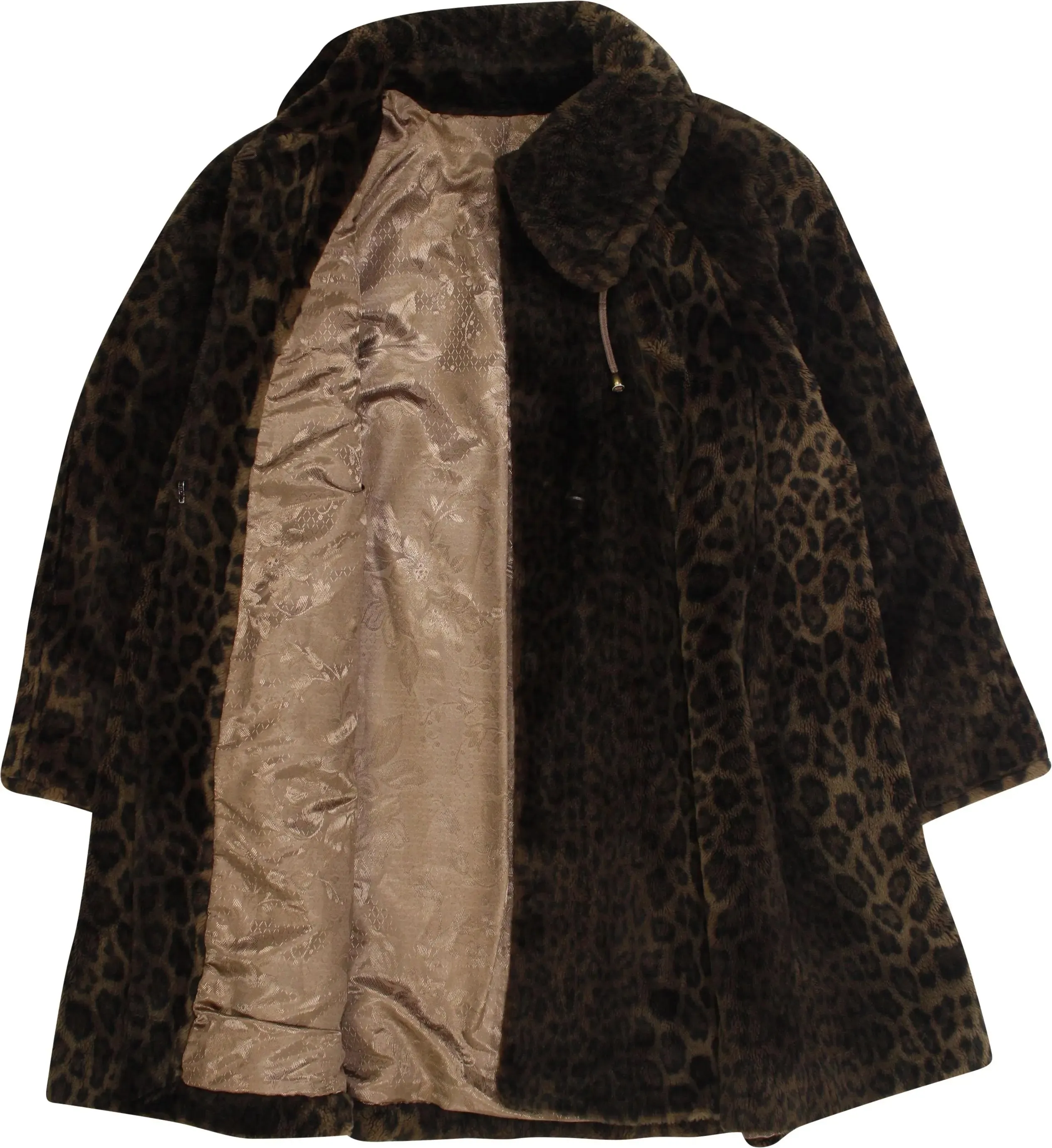 80s Faux Fur Coat with Leopard Print