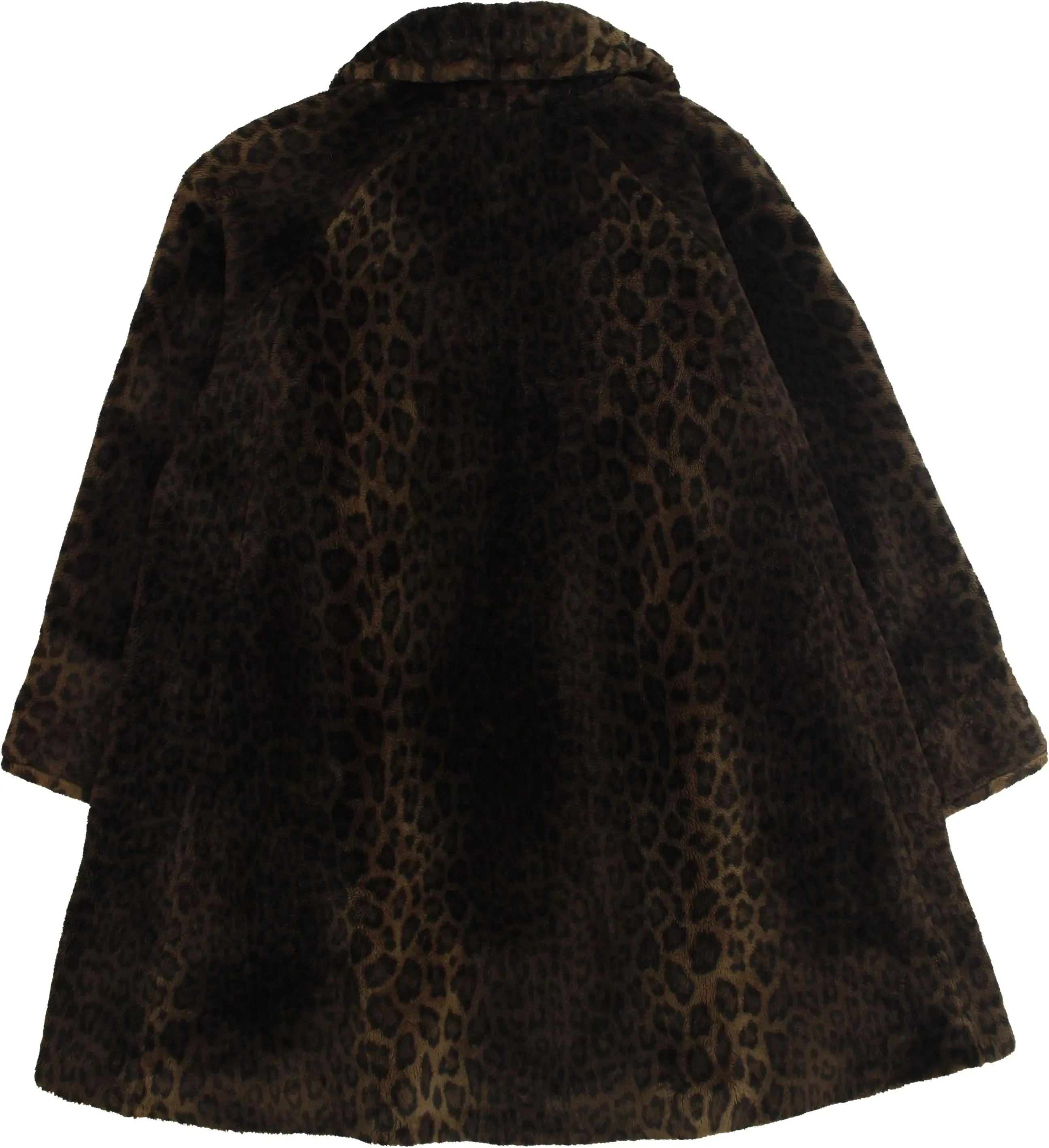 80s Faux Fur Coat with Leopard Print