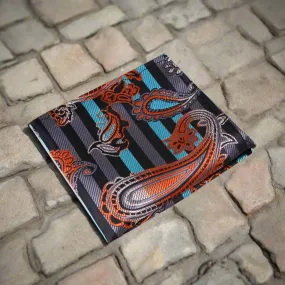 Aqua Sunset Paisley Pocket Square