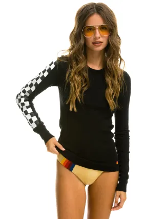 AVIATOR NATION CHECK SLEEVE THERMAL - BLACK