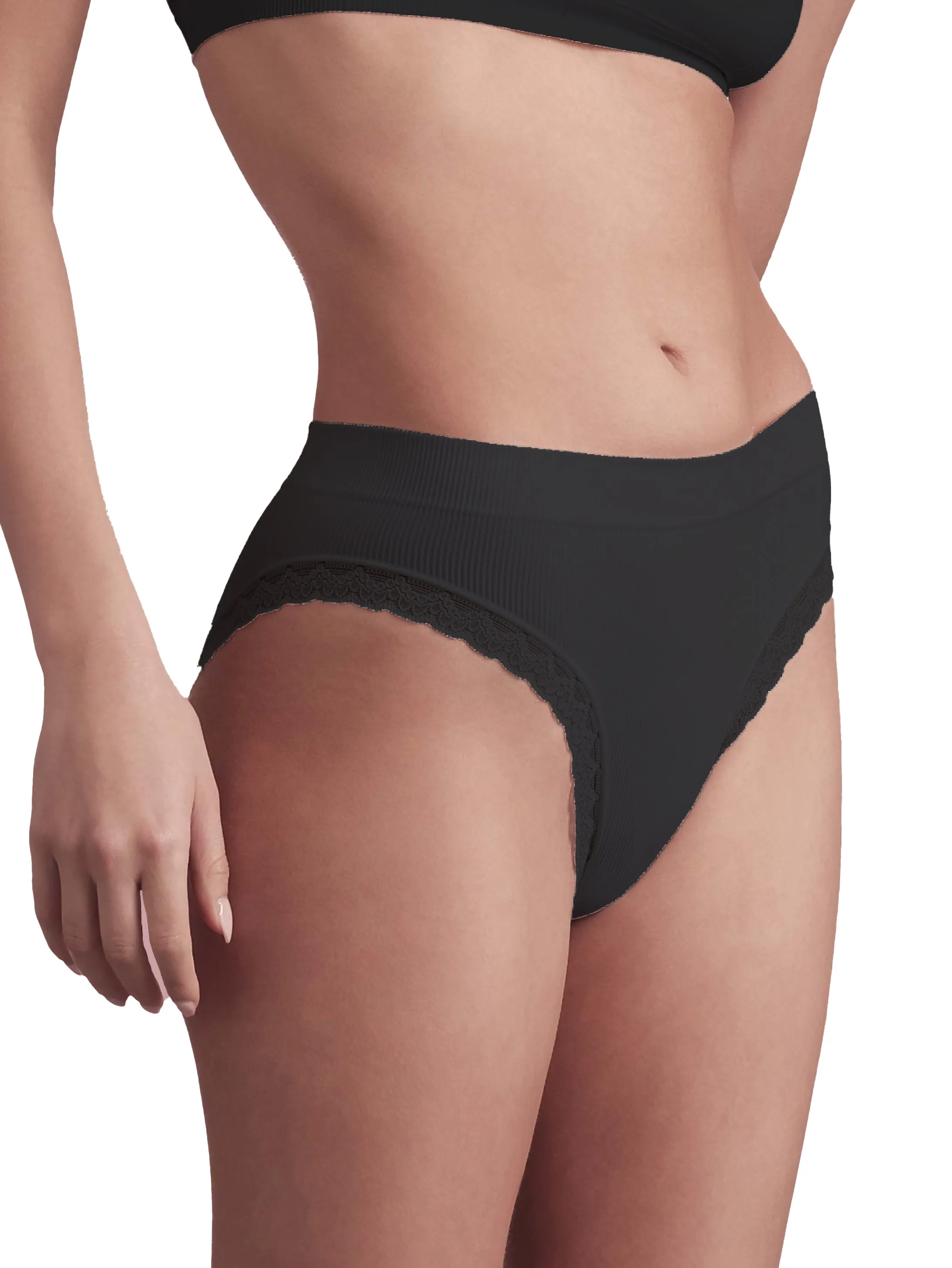 BELLISSIMA Soft Ribbed Brief with Lace Trim
