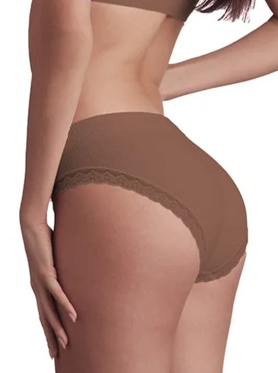BELLISSIMA Soft Ribbed Brief with Lace Trim