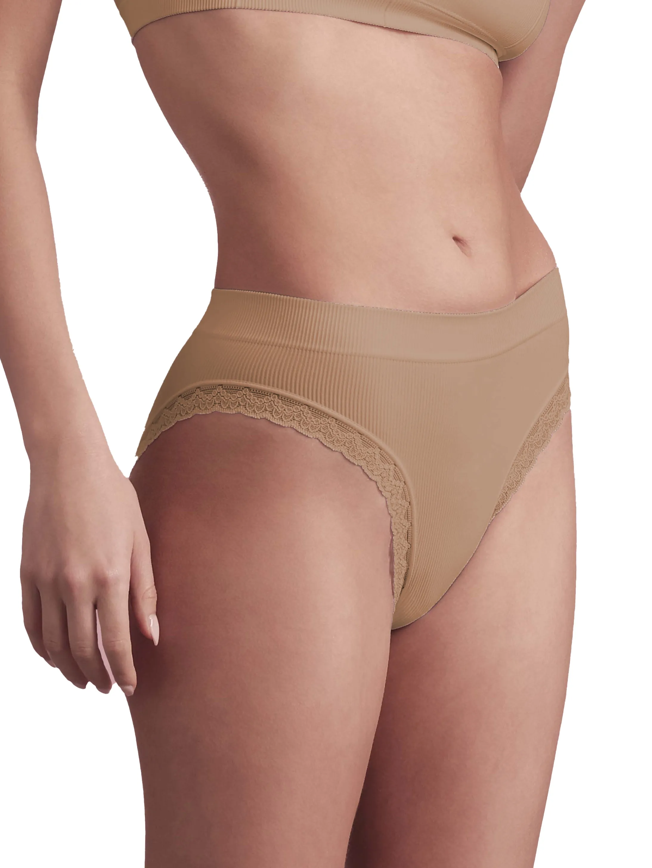 BELLISSIMA Soft Ribbed Brief with Lace Trim
