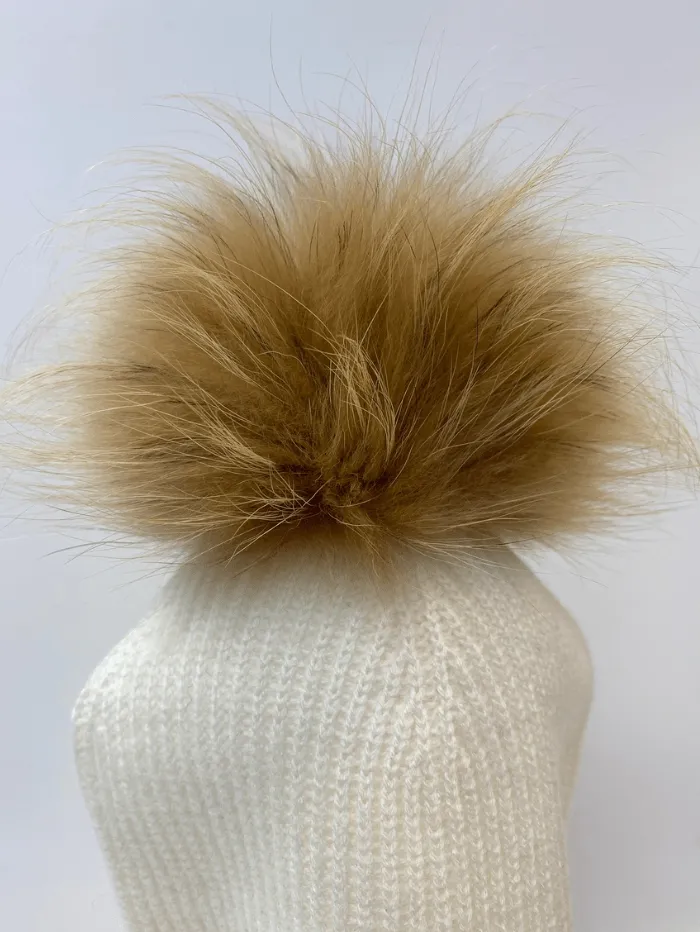 BKLYN S Wool Beanie Ivory Hat Natural Pom Pom
