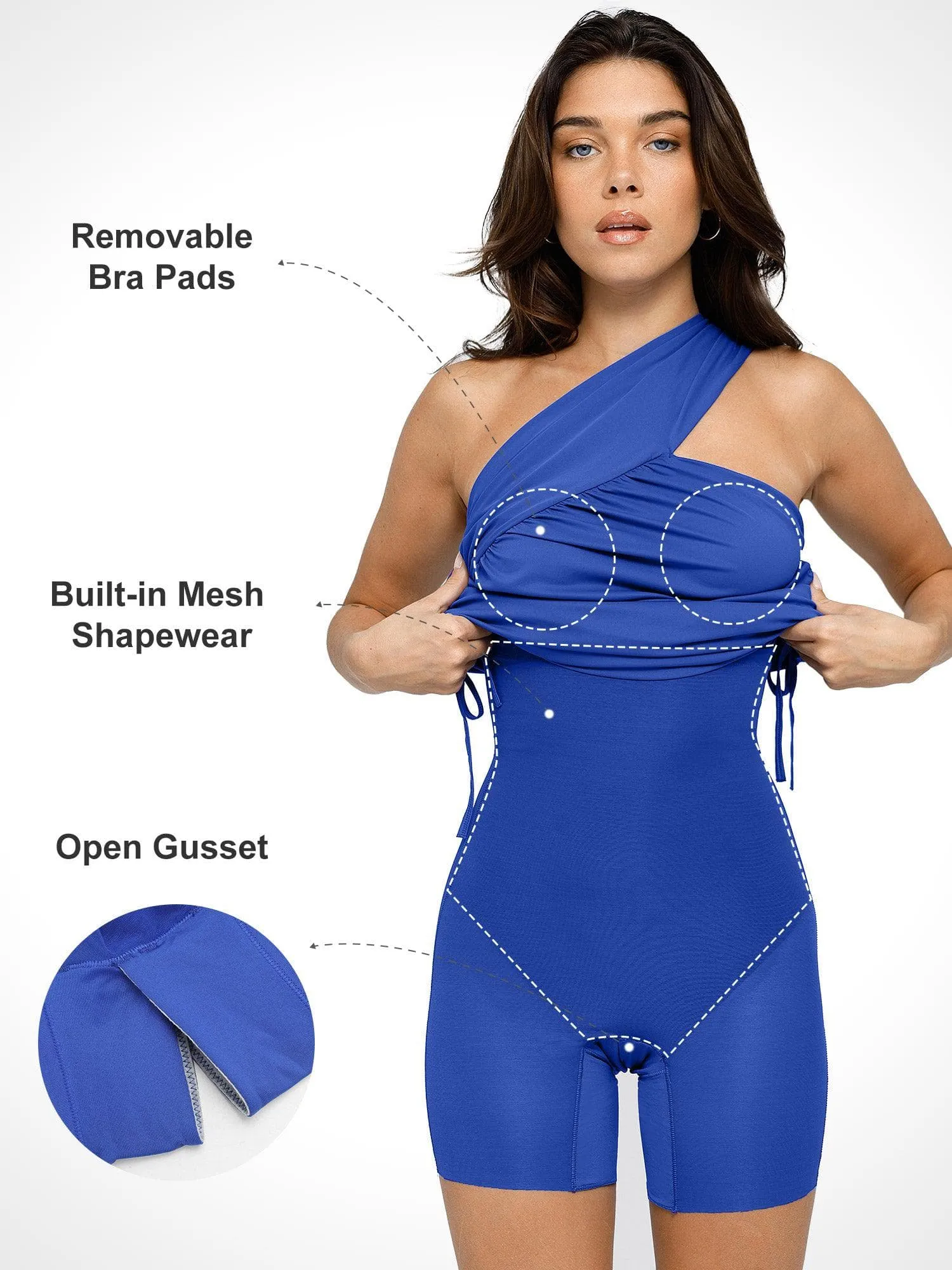 Bluetag Cooling Shapewear One-Shoulder Ruched Bodycon Dress For Insiders