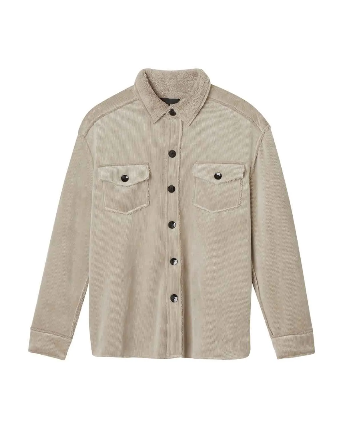 Button Down Corduroy Sherpa Shacket