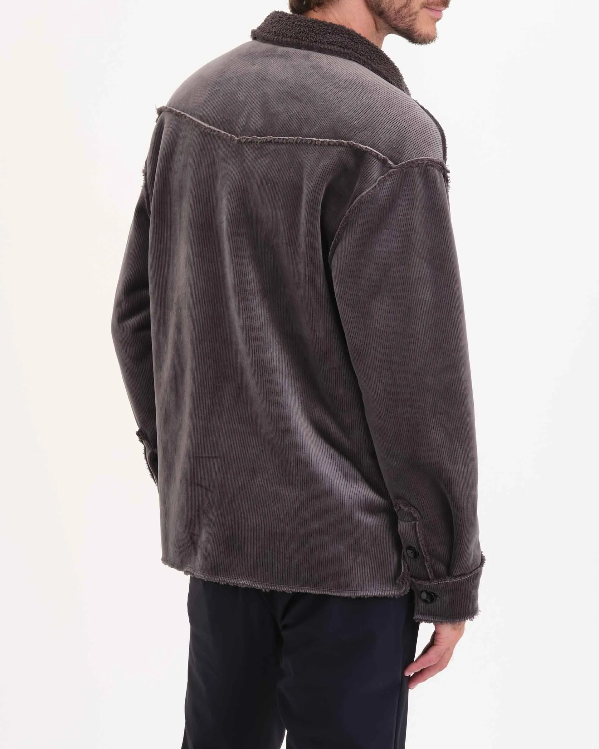 Button Down Corduroy Sherpa Shacket