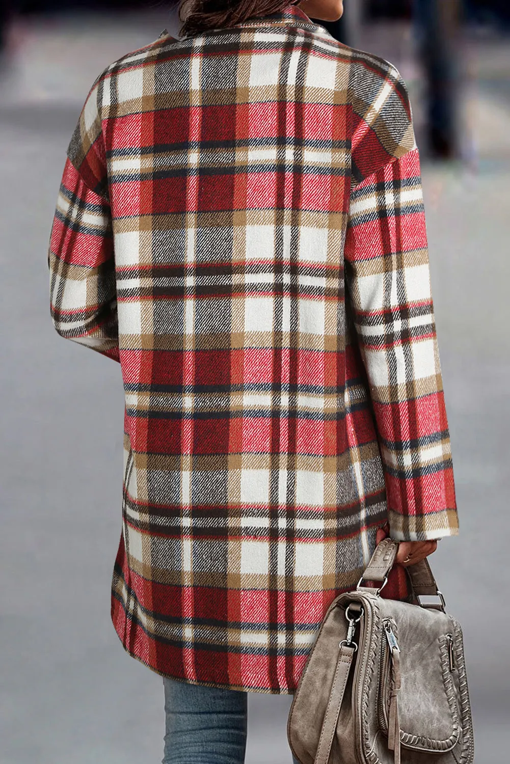 Button-Down Plaid Coat