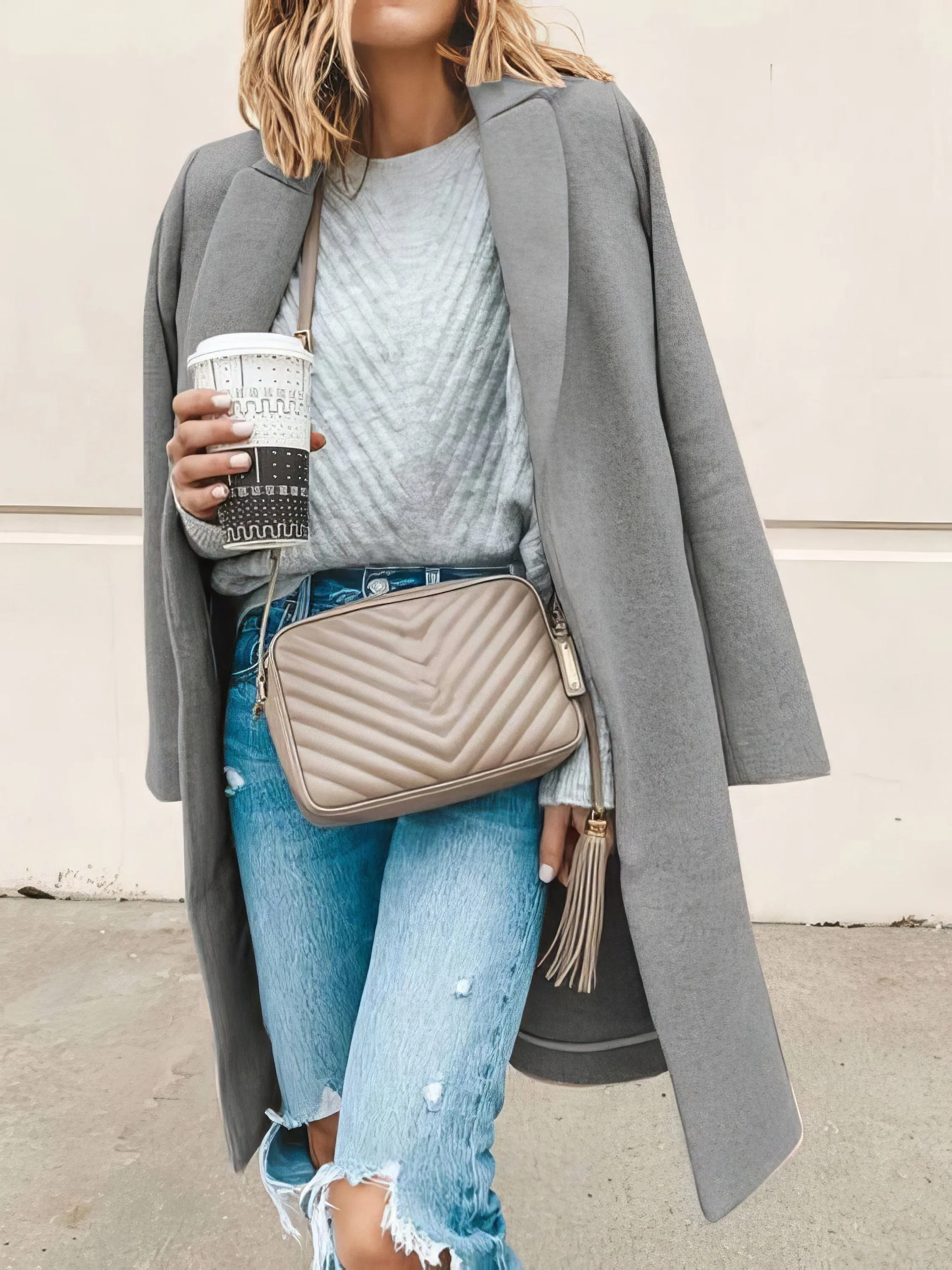 Button-Down Plaid Coat