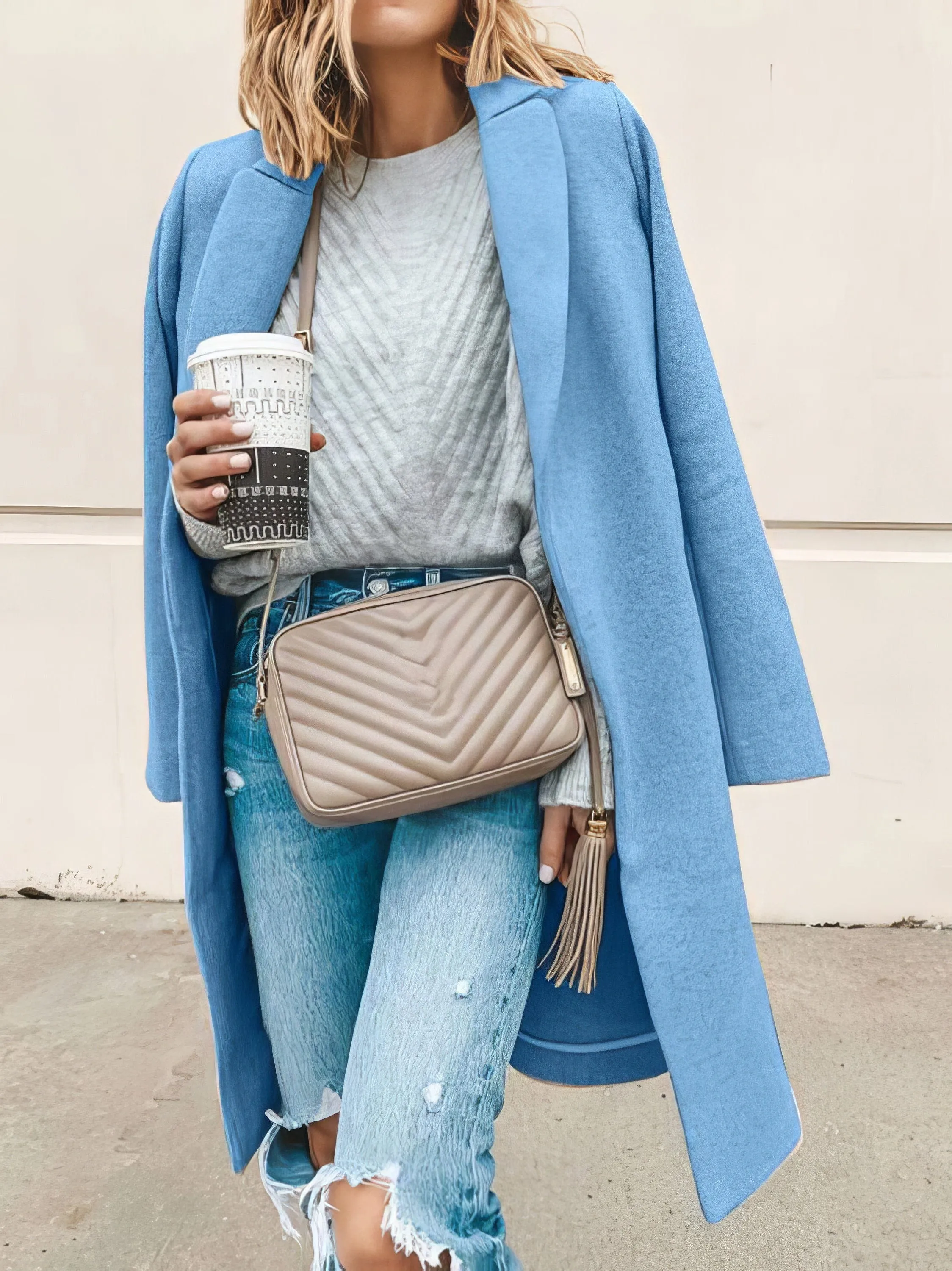 Button-Down Plaid Coat