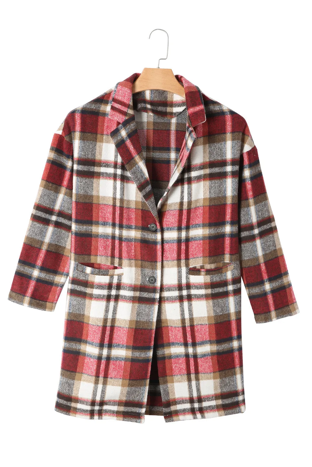 Button-Down Plaid Coat