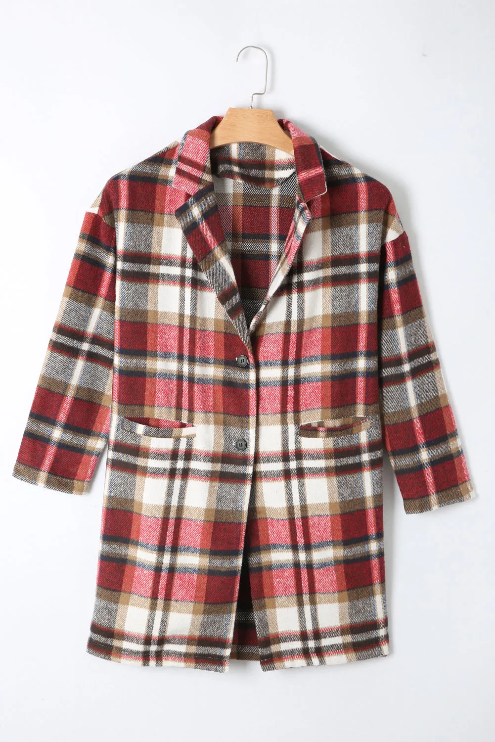 Button-Down Plaid Coat
