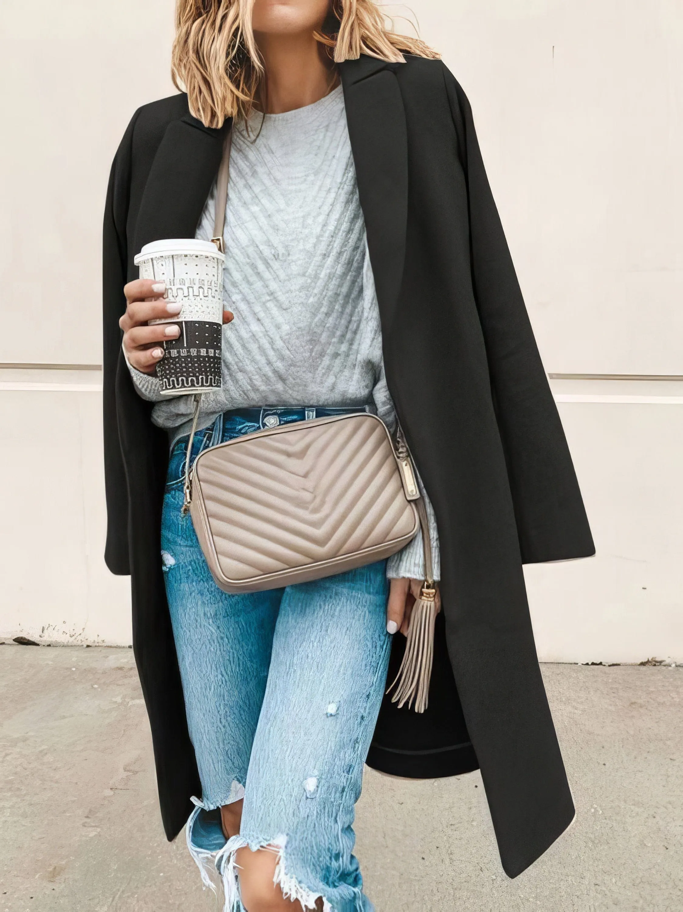 Button-Down Plaid Coat