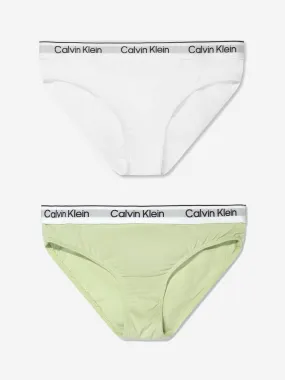 Calvin Klein Girls 2 Pack Bikini Briefs Set in Green