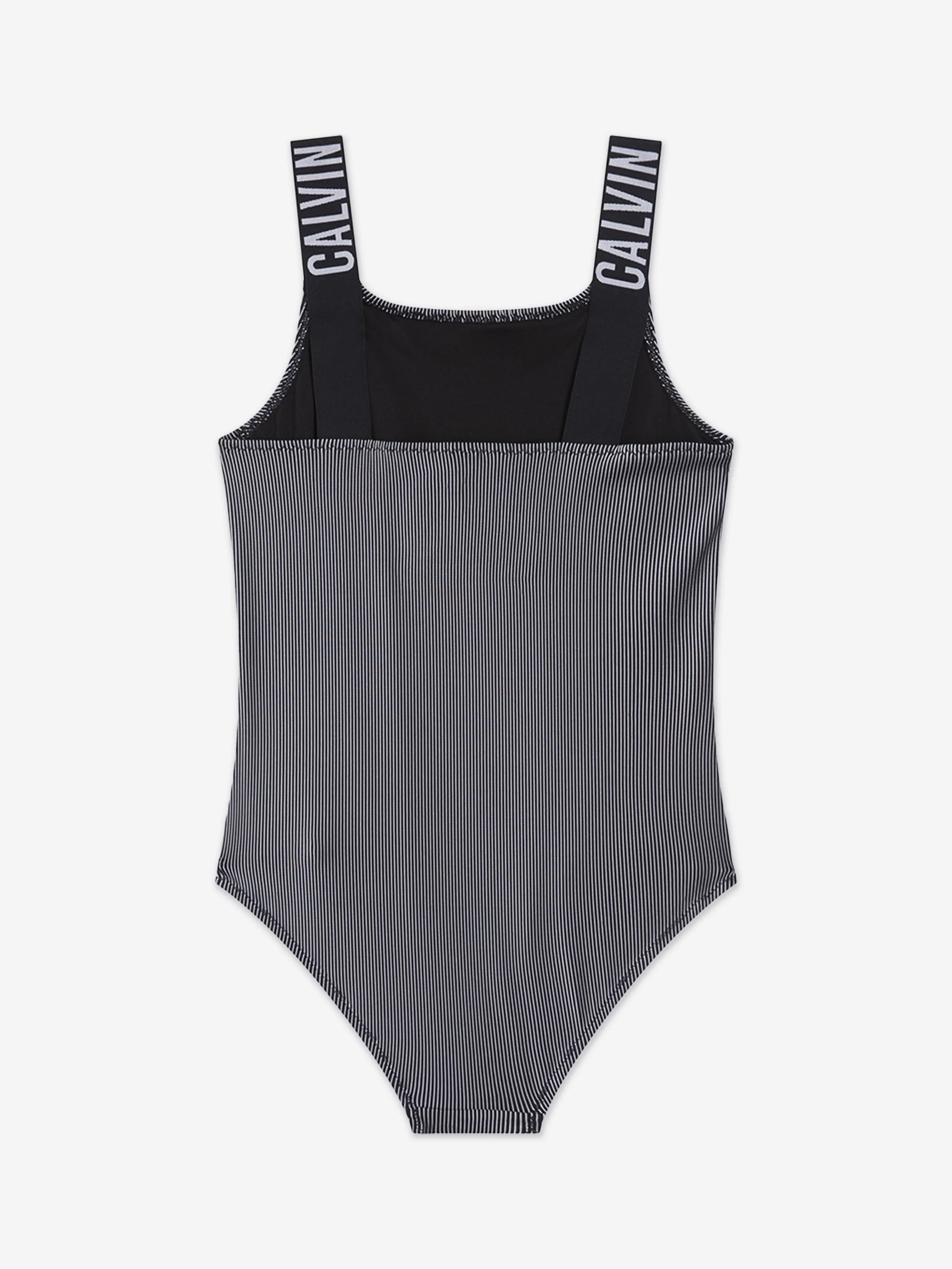 Calvin Klein Girls Logo Strap Swimsuit in Black