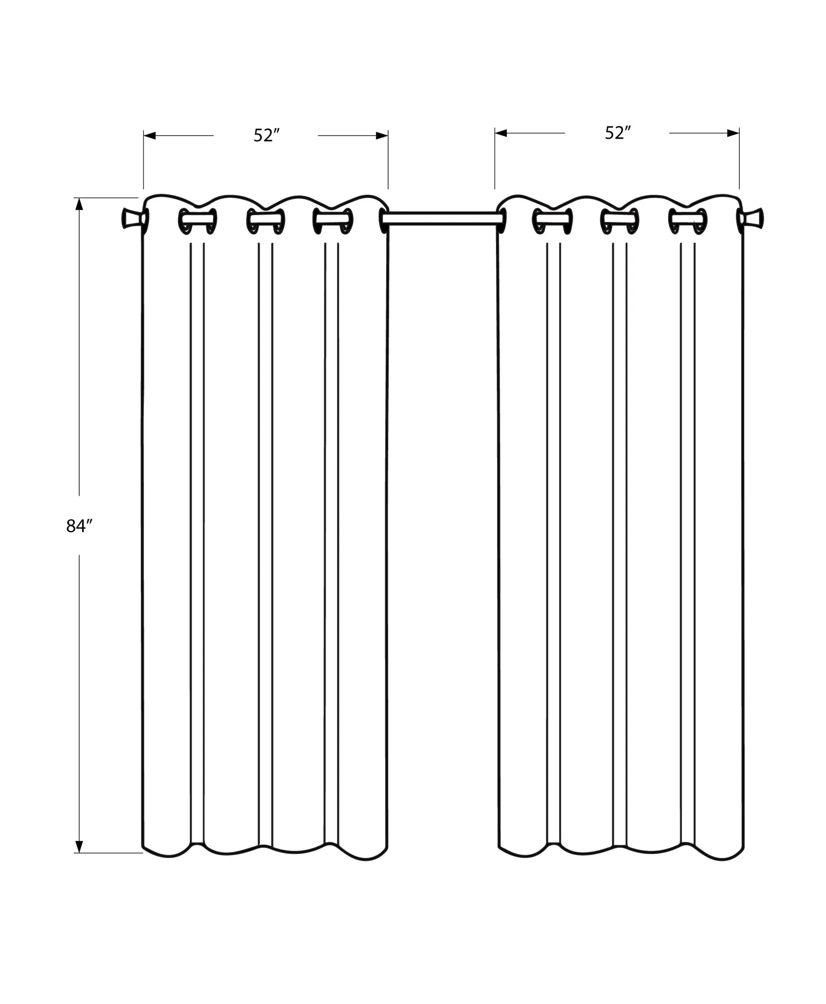 Curtain Panel - 2Pcs / 52"W X 84"H Silver Solid Blackout