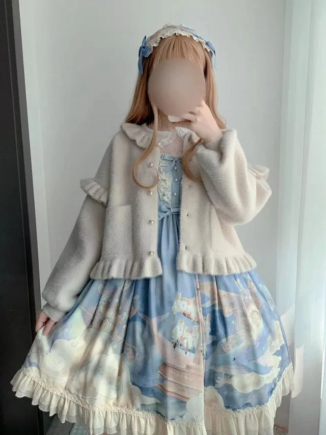 Cute Faux Mink Fur Princess Colorful Red Blue Pink Purple White Cream Black Brown Soft Jacket
