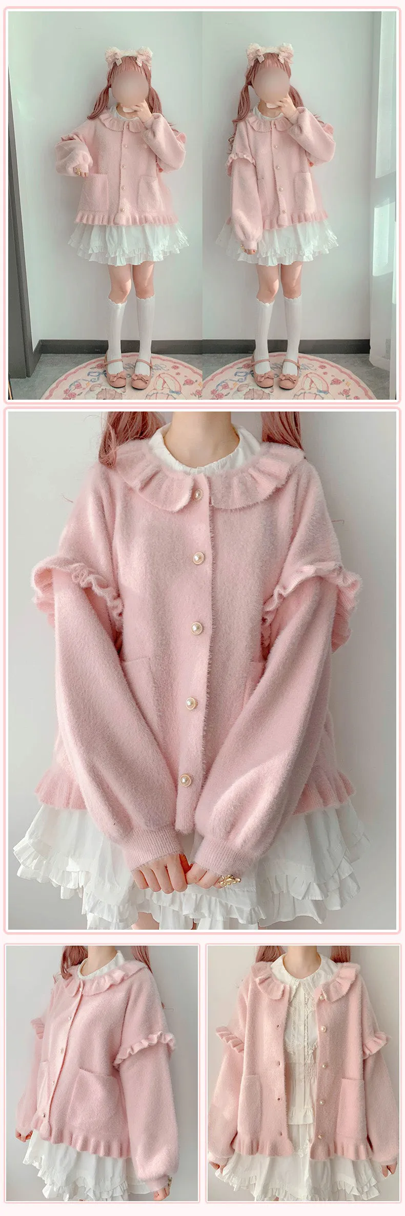Cute Faux Mink Fur Princess Colorful Red Blue Pink Purple White Cream Black Brown Soft Jacket