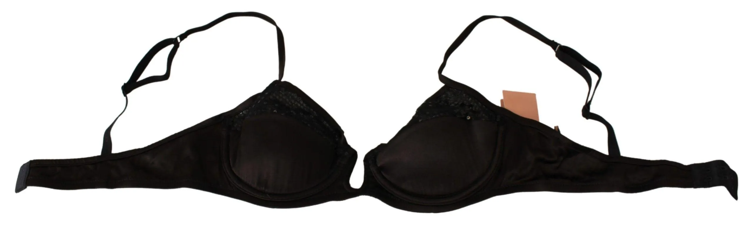 Ermanno Scervino Brown Sequined Balconcino Bra Underwear