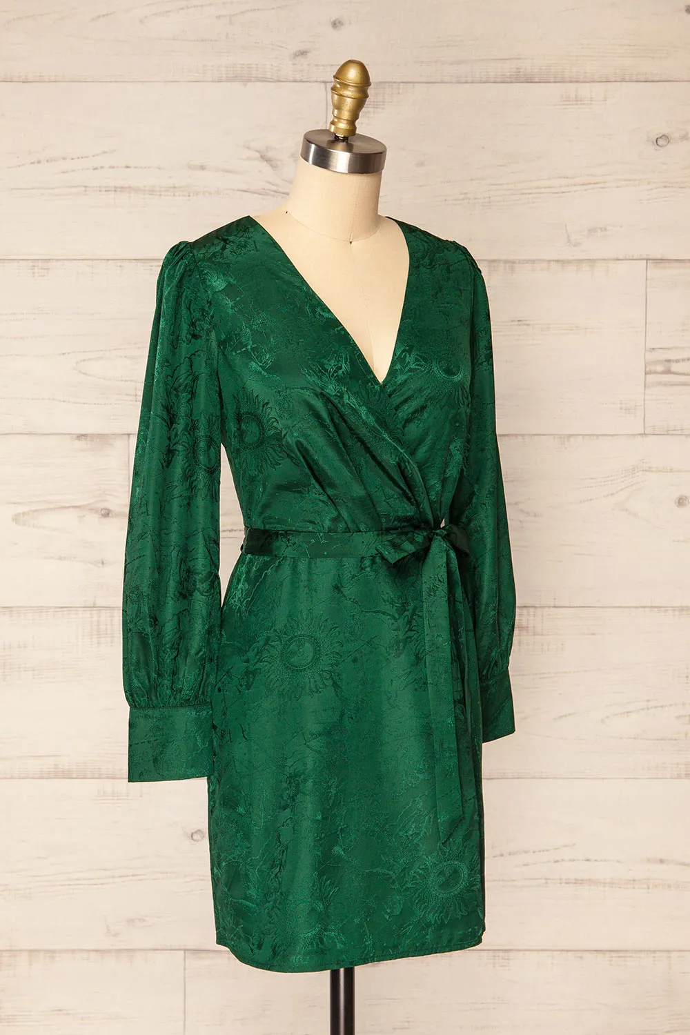 Fagerjorden | Faux-Wrap Satin Short Dress
