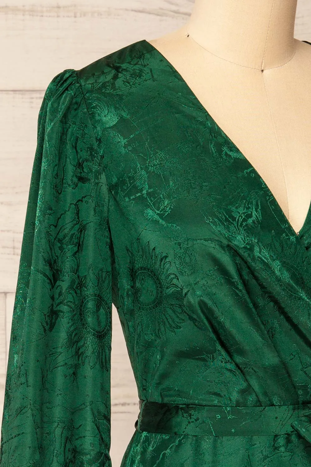 Fagerjorden | Faux-Wrap Satin Short Dress