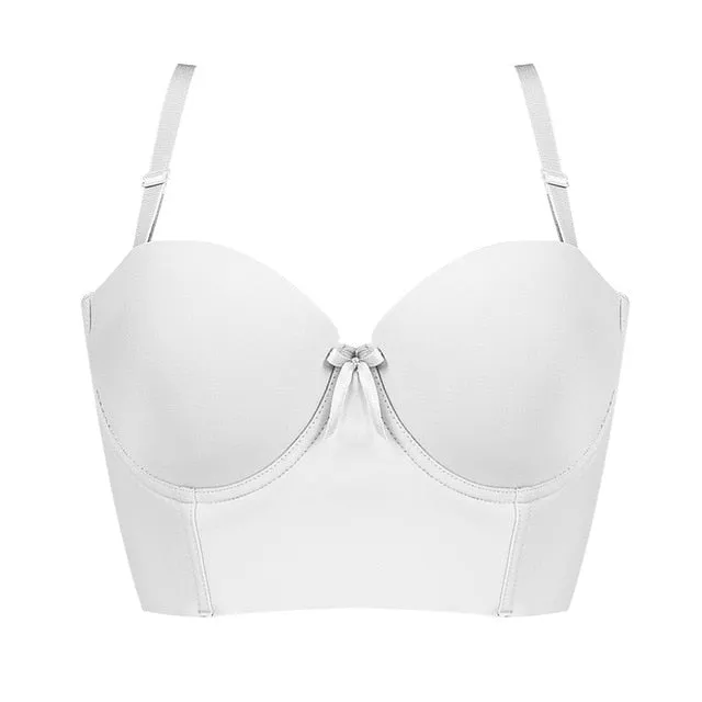 Fashion Super Push Up Bras Smooth One-Piece Seamless Adjustable Straps Breathable Underwear Women Brassiere 1/2 Cup Bras