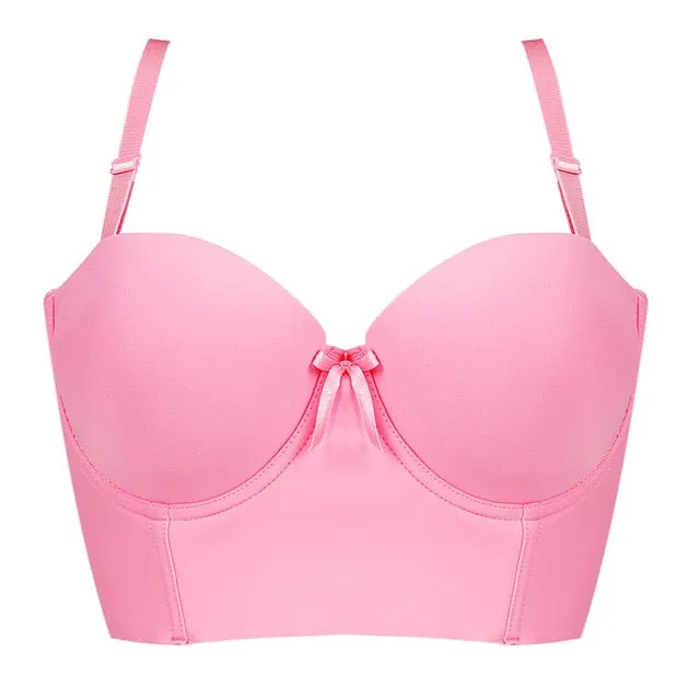 Fashion Super Push Up Bras Smooth One-Piece Seamless Adjustable Straps Breathable Underwear Women Brassiere 1/2 Cup Bras
