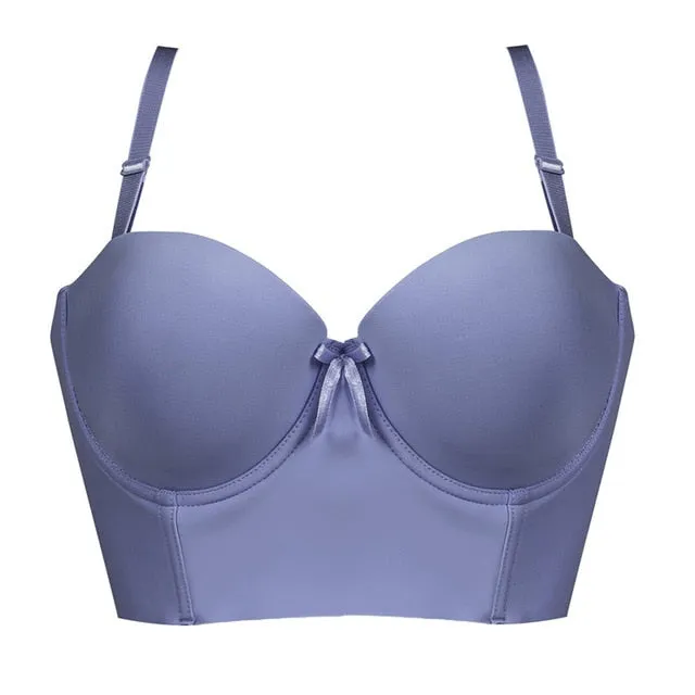 Fashion Super Push Up Bras Smooth One-Piece Seamless Adjustable Straps Breathable Underwear Women Brassiere 1/2 Cup Bras