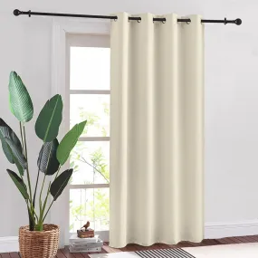 Faux Silk Blackout Curtains, For Door and Window, Pack Of 2 Curtains - Beige