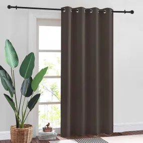Faux Silk Blackout Curtains, For Door and Window, Pack Of 2 Curtains - Dark Brown
