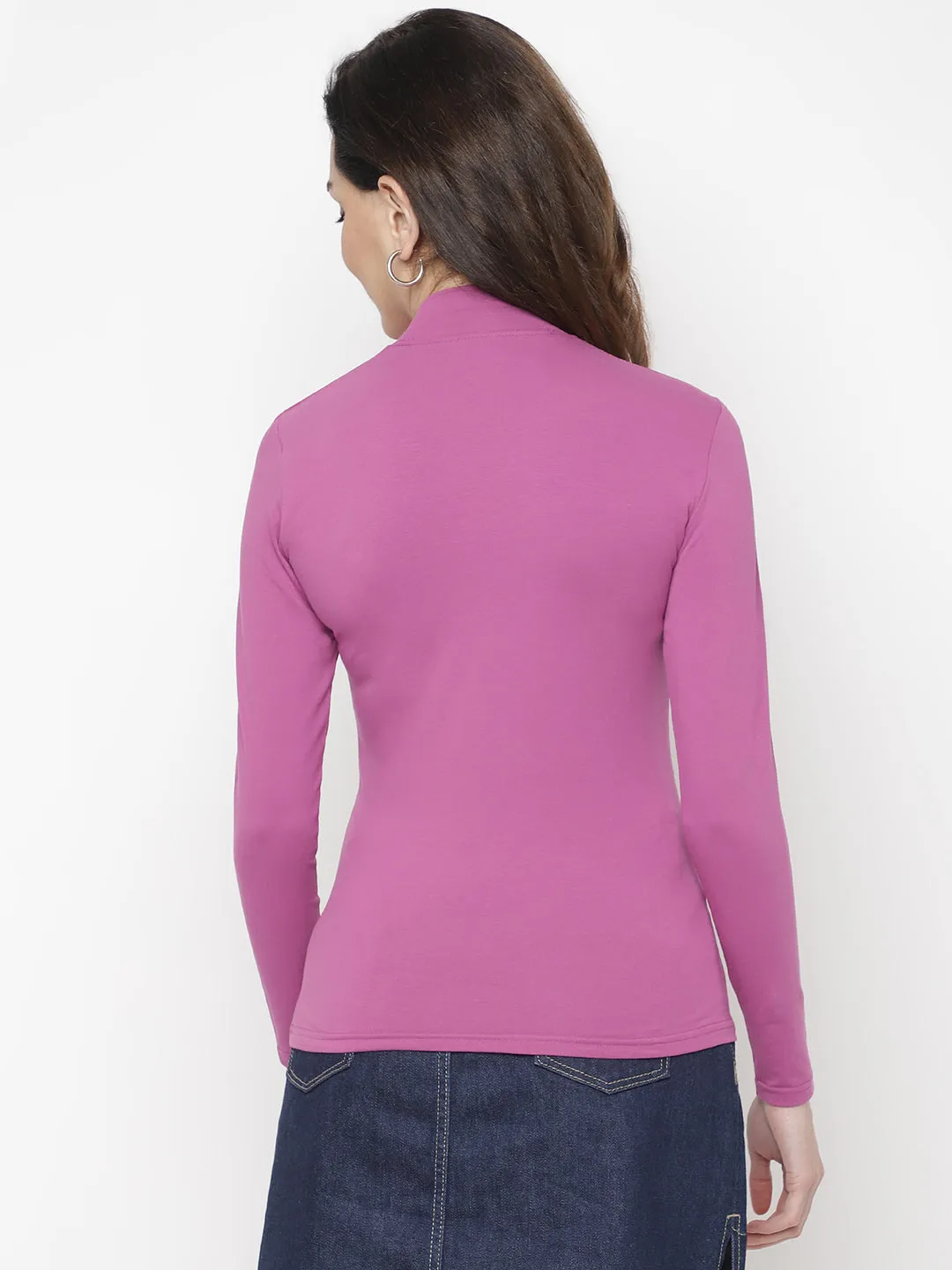 Fitted Mock Neck Full Sleeve Top