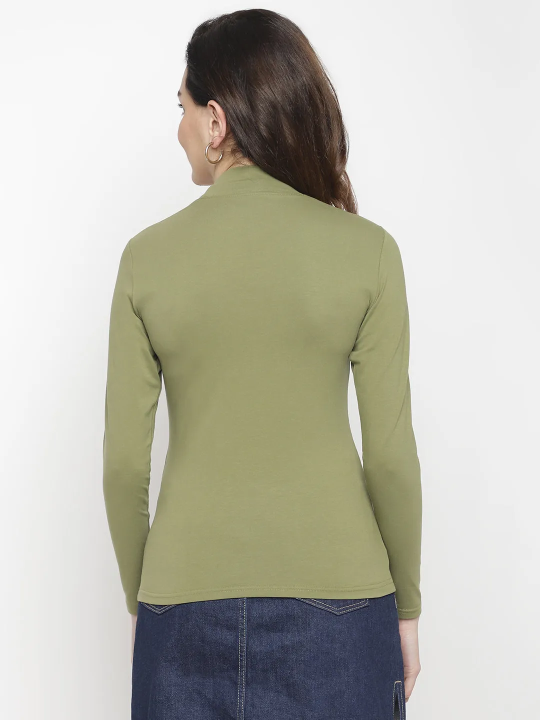 Fitted Mock Neck Full Sleeve Top