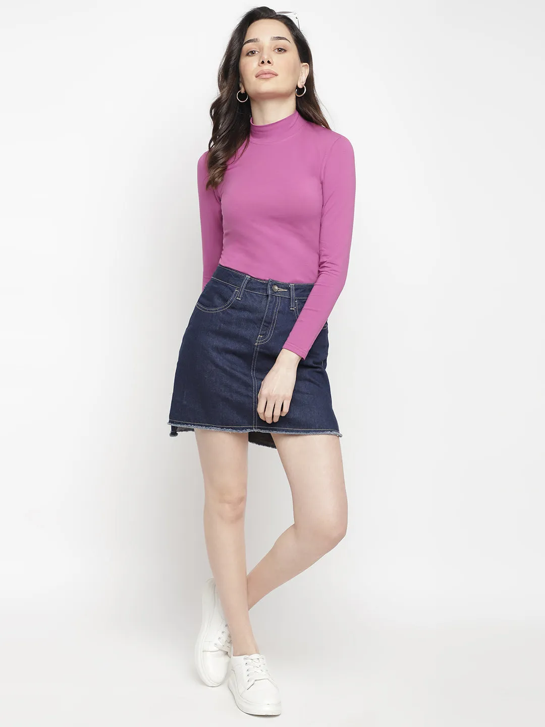 Fitted Mock Neck Full Sleeve Top