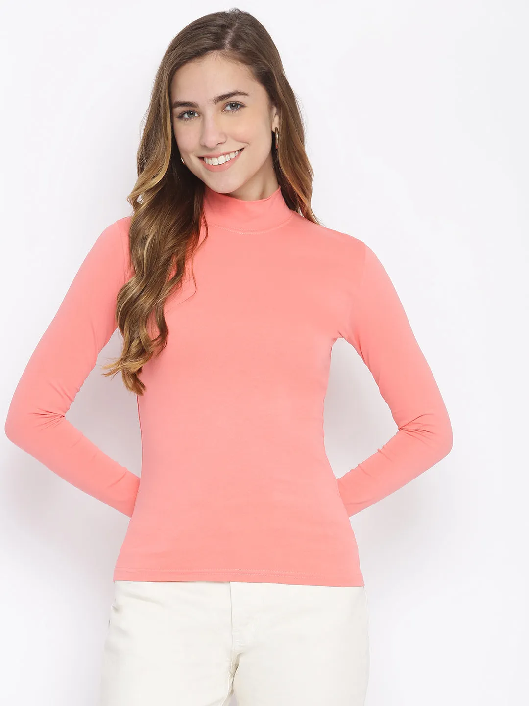 Fitted Mock Neck Full Sleeve Top