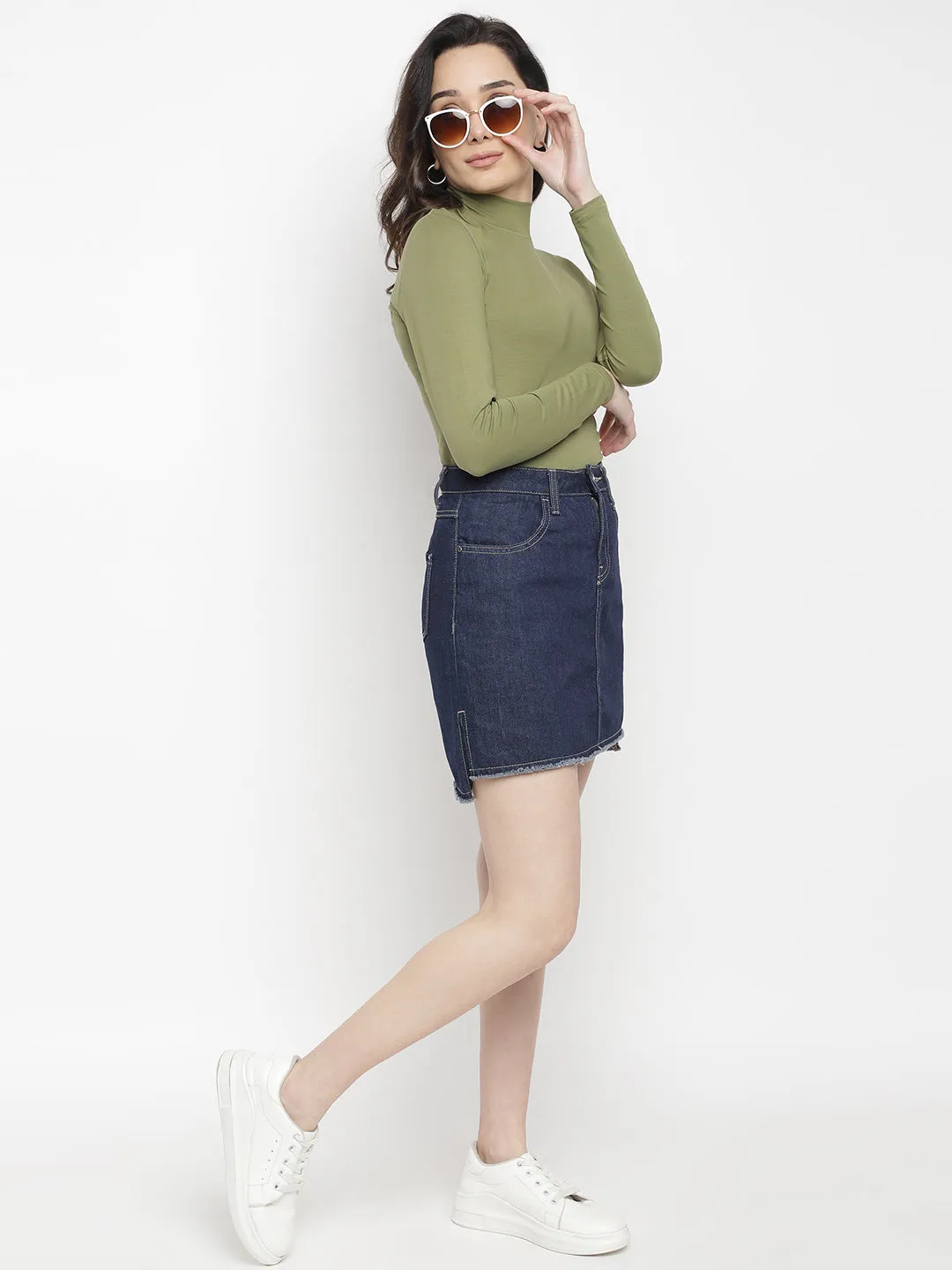 Fitted Mock Neck Full Sleeve Top