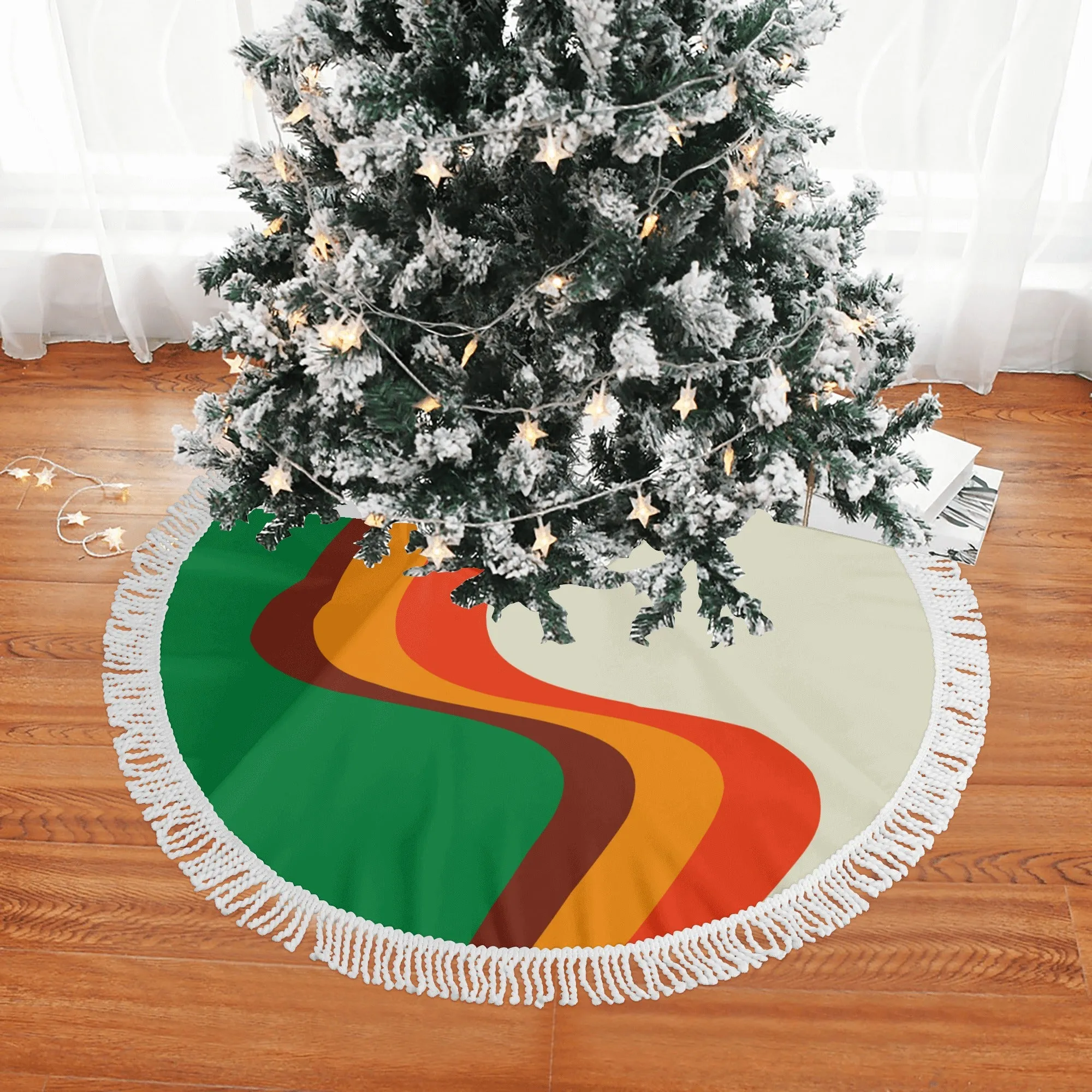 Fringed Christmas Tree Skirts Groovy Holiday Pattern Tree Skirt