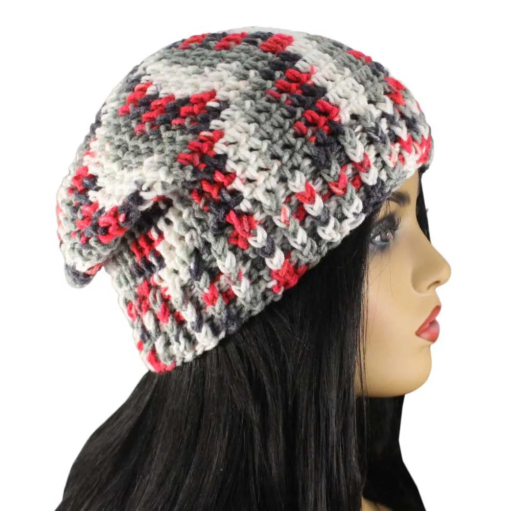 Gray Red White Black Beanie Hat Medium/Large - JMCH37ML