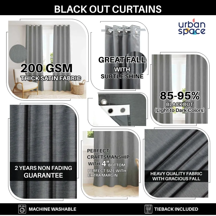 Heavy Satin Blackout (80%) Curtains , Digital printed curtains for door, Pack of 1 Curtain, OGEE