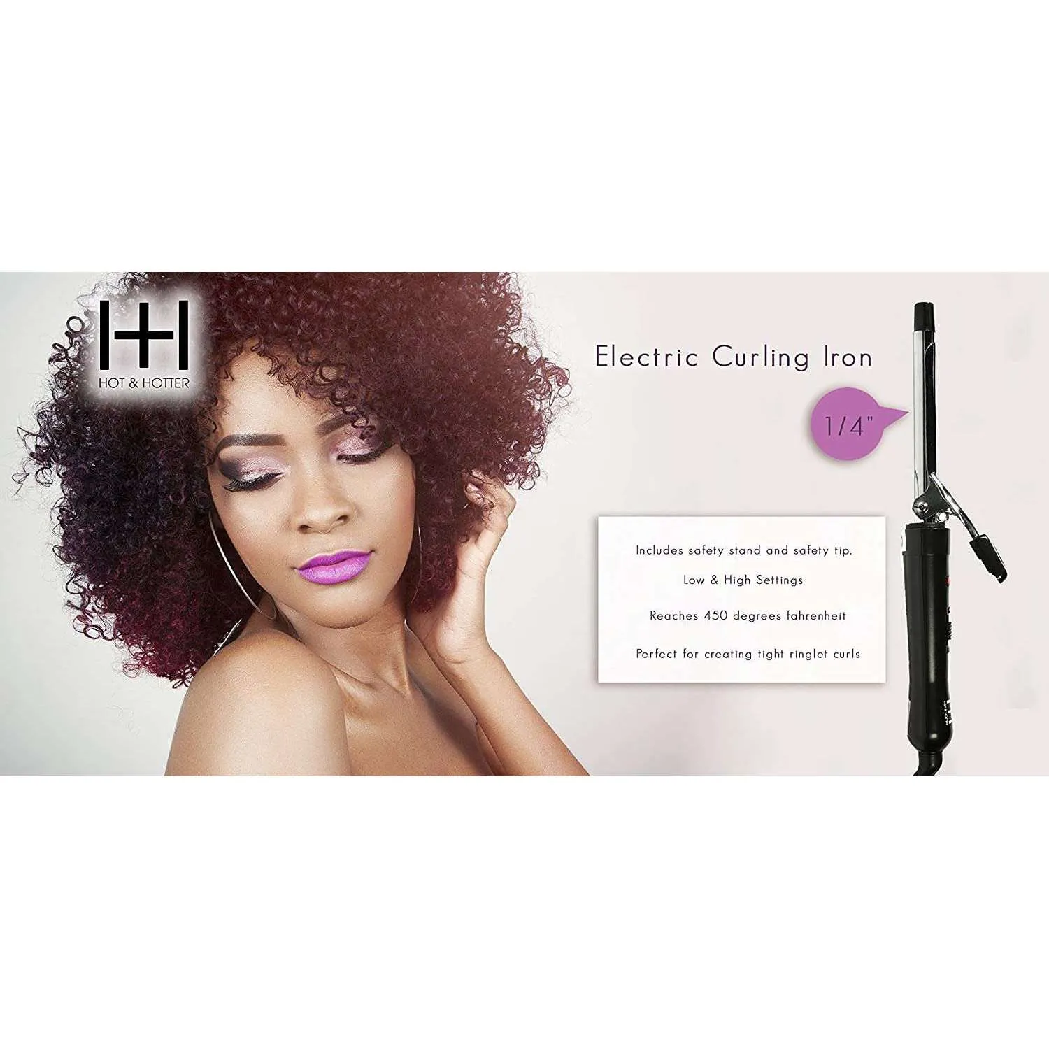 Hot & Hotter Electrical Curling Iron - 1/4 Inch, Silver