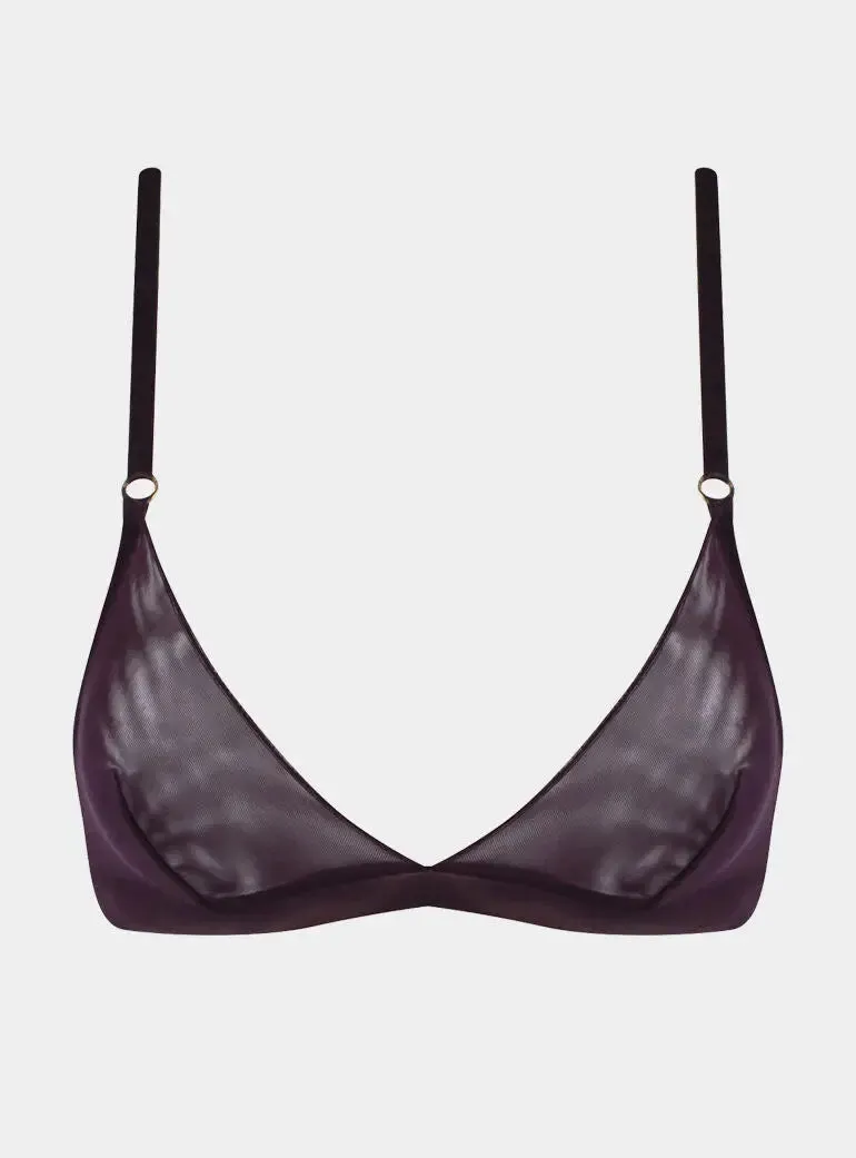 I.D. Line Soft Triangle Fine Brown Mesh Bralette