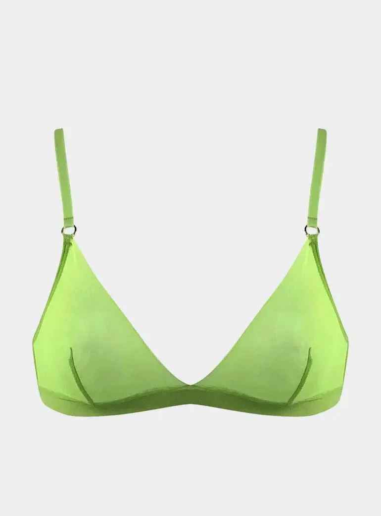 I.D. Line Soft Triangle Fine Green Mesh Bralette