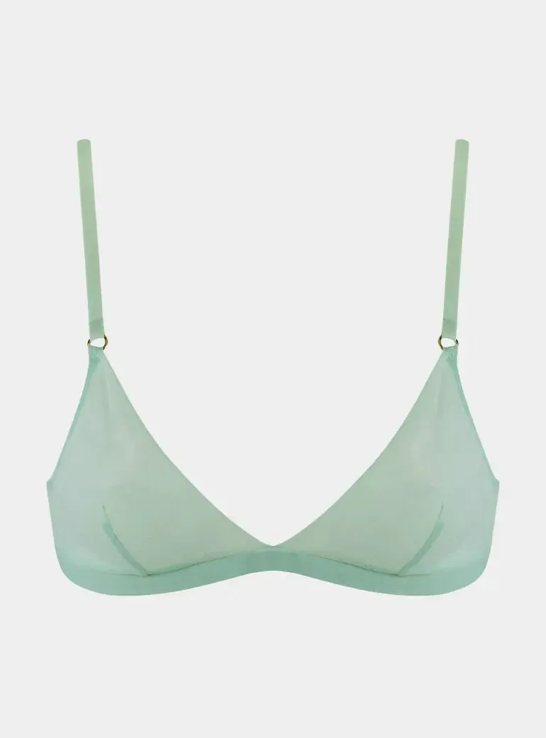 I.D. Line Soft Triangle Fine Mint Cream Mesh Bralette