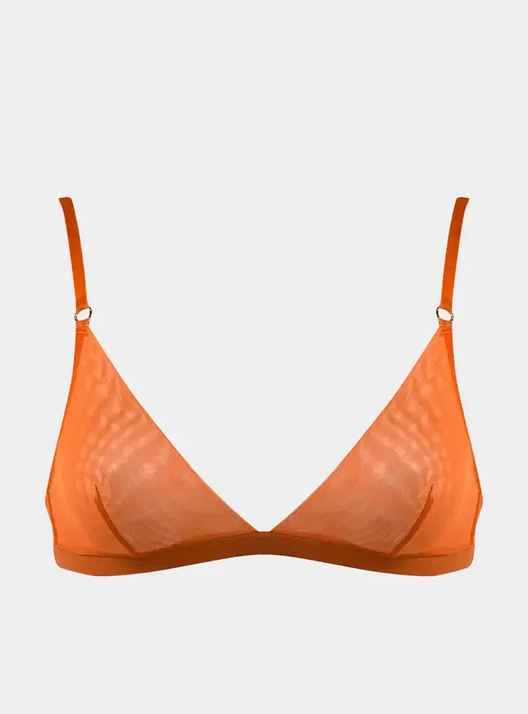 I.D. Line Soft Triangle Fine Orange Mesh Bralette