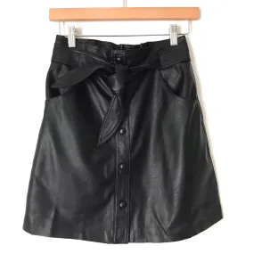 Idem Ditto Black Faux Leather Front Snap Skirt NWT- Size S